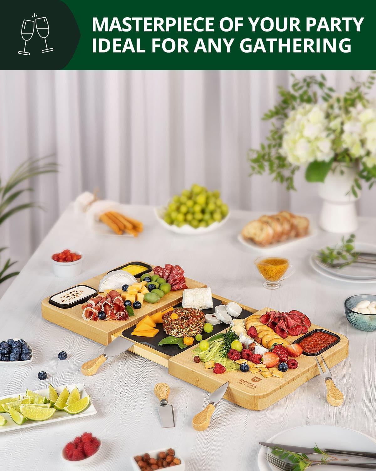 Cheese Board Set with Slate Plate Royal Craft Wood