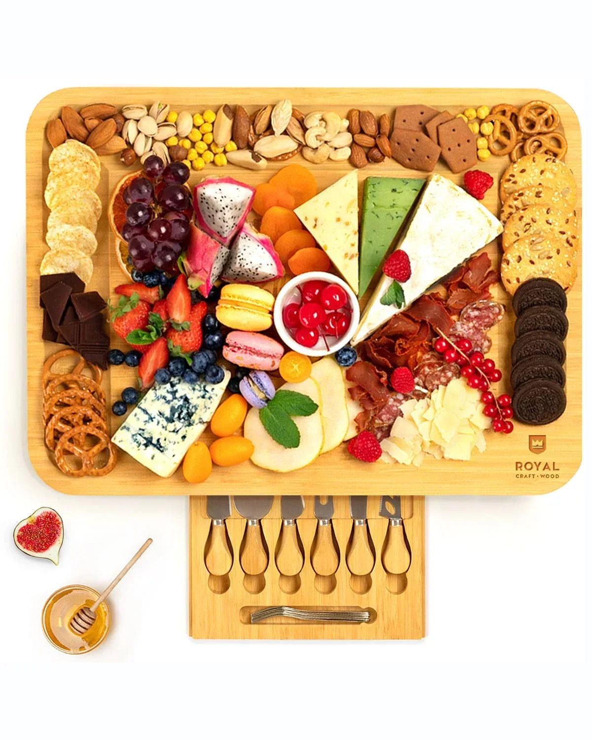 Cheese Board XXL with Cutlery Set Royal Craft Wood