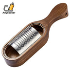 Stainless Steel Cheese Grater with Handle, Made of Solid Acacia Wood - Durable and Easy-to-use Kitchen... - House Of Avana [[SKU:HOA-KAC-017]]