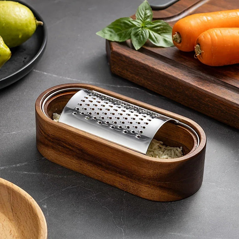 Stainless Steel Cheese Grater with Handle, Made of Solid Acacia Wood - Durable and Easy-to-use Kitchen... - House Of Avana [[SKU:HOA-KAC-017]]