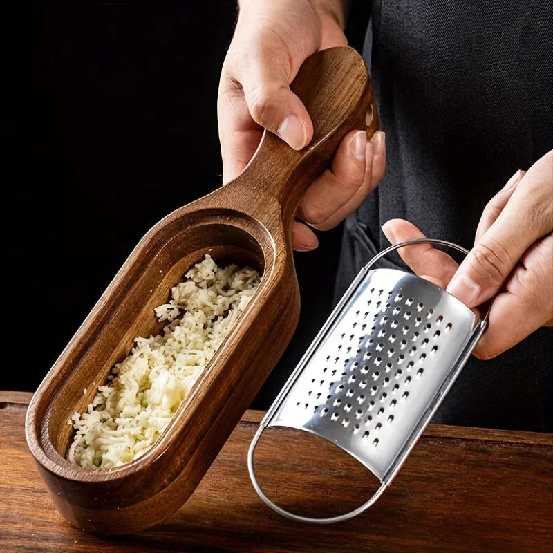 Stainless Steel Cheese Grater with Handle, Made of Solid Acacia Wood - Durable and Easy-to-use Kitchen... - House Of Avana [[SKU:HOA-KAC-017]]