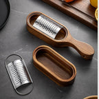 Stainless Steel Cheese Grater with Handle, Made of Solid Acacia Wood - Durable and Easy-to-use Kitchen... - House Of Avana [[SKU:HOA-KAC-017]]