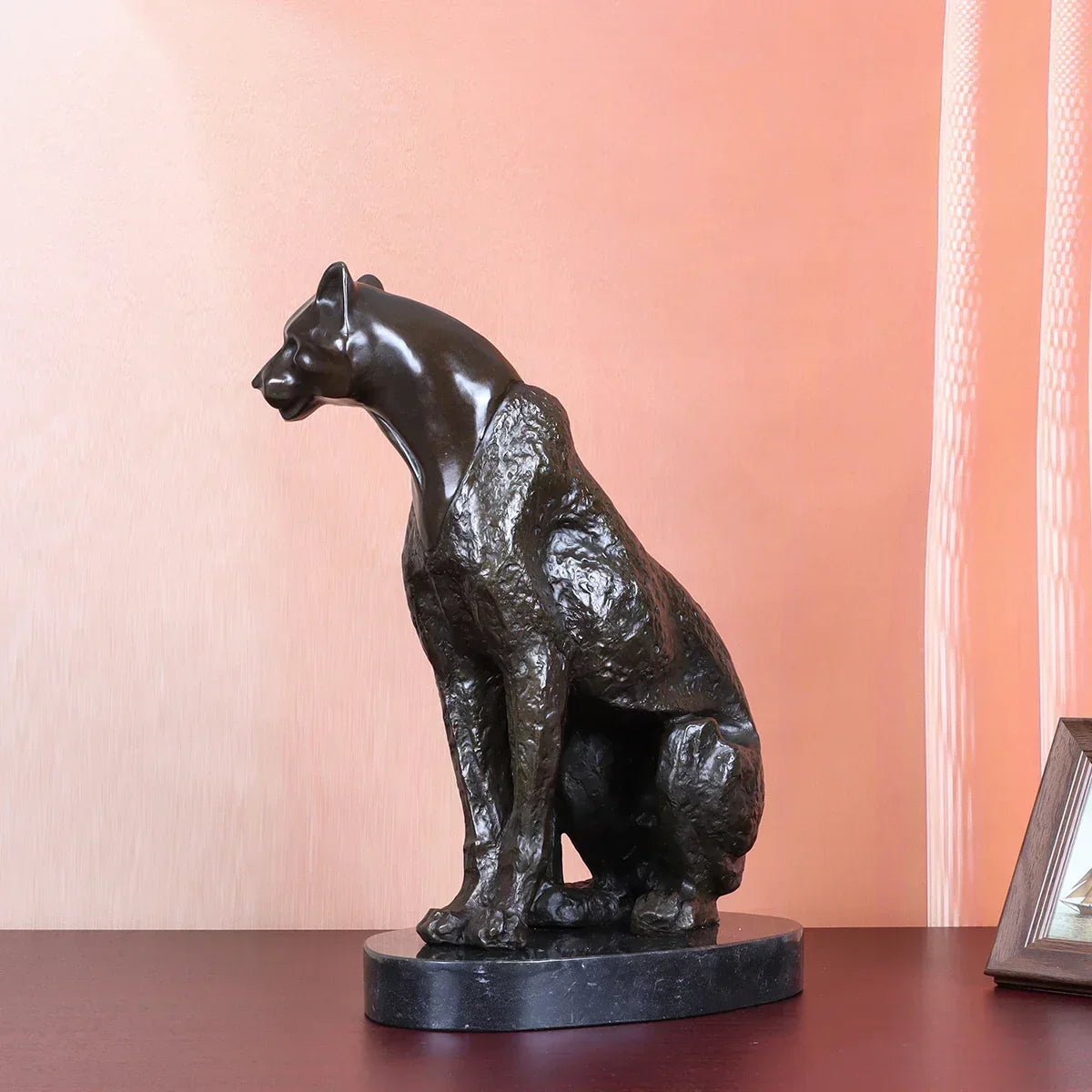 Large Bronze Cheetah Statue Panther Wild Animal Sculpture Handcrafts Personality Office Home Decoration Big European Art - House Of Avana