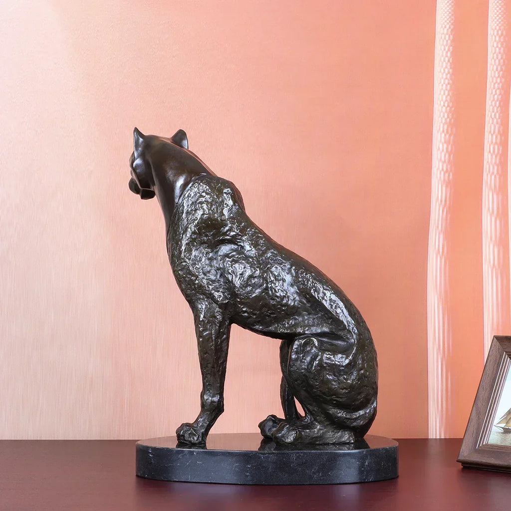 Large Bronze Cheetah Statue Panther Wild Animal Sculpture Handcrafts Personality Office Home Decoration Big European Art - House Of Avana