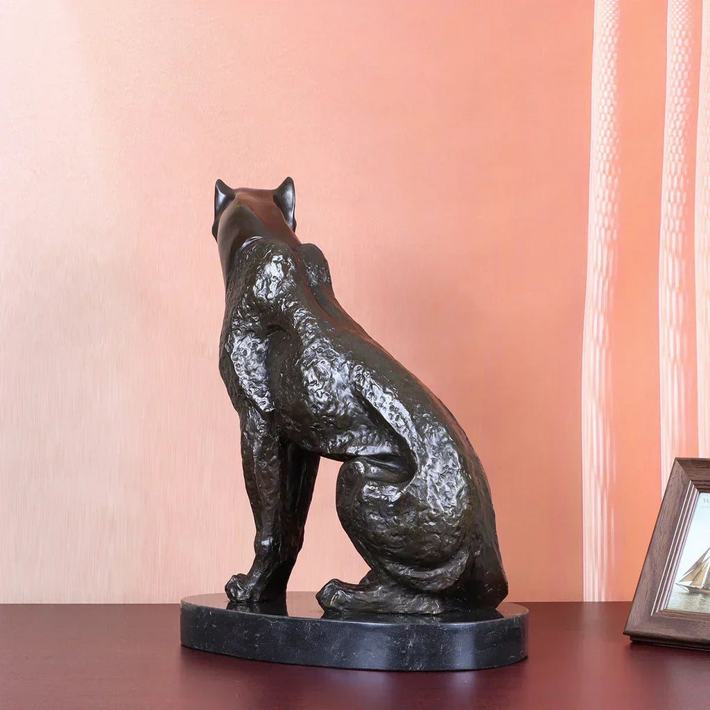 Large Bronze Cheetah Statue Panther Wild Animal Sculpture Handcrafts Personality Office Home Decoration Big European Art - House Of Avana