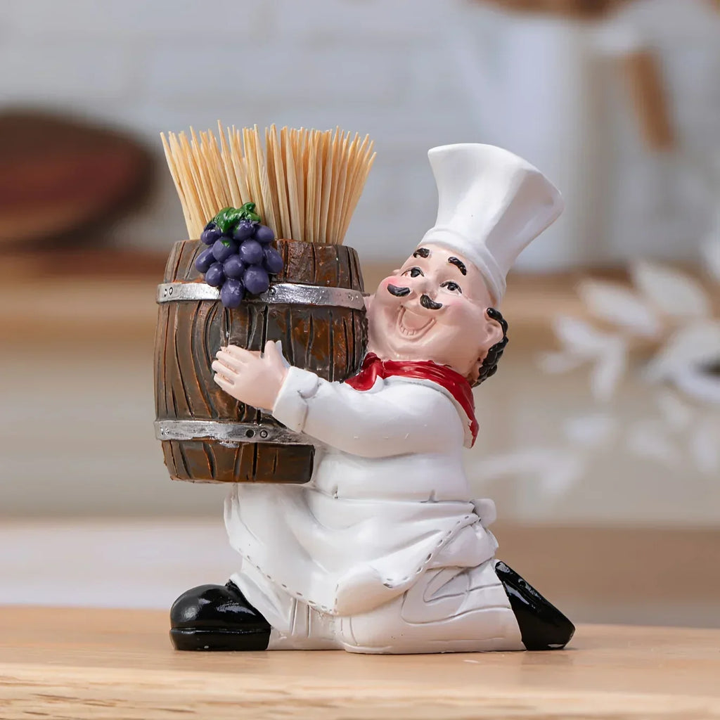 Chef Statue - Decorative Wooden Toothpick Holder
