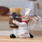 Chef Statue - Decorative Wooden Toothpick Holder