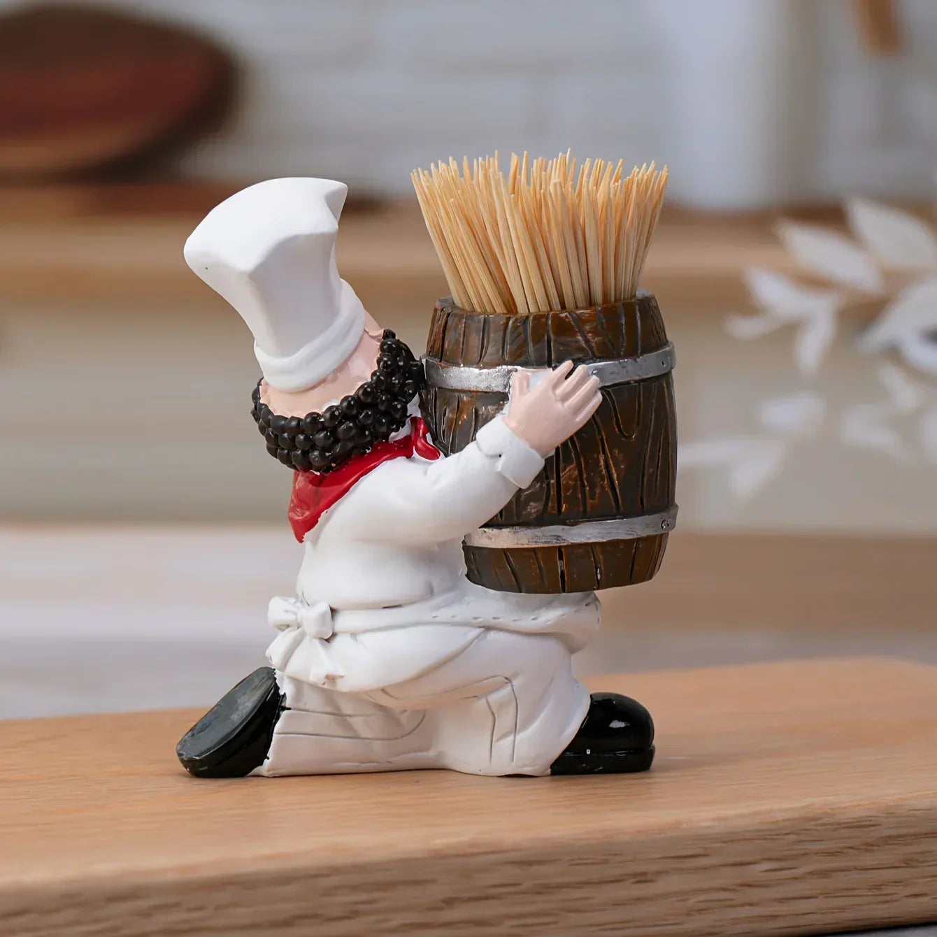 Chef Statue - Decorative Wooden Toothpick Holder