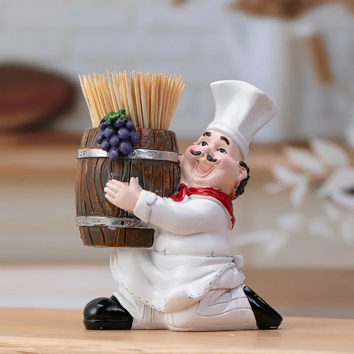 Chef Statue - Decorative Wooden Toothpick Holder