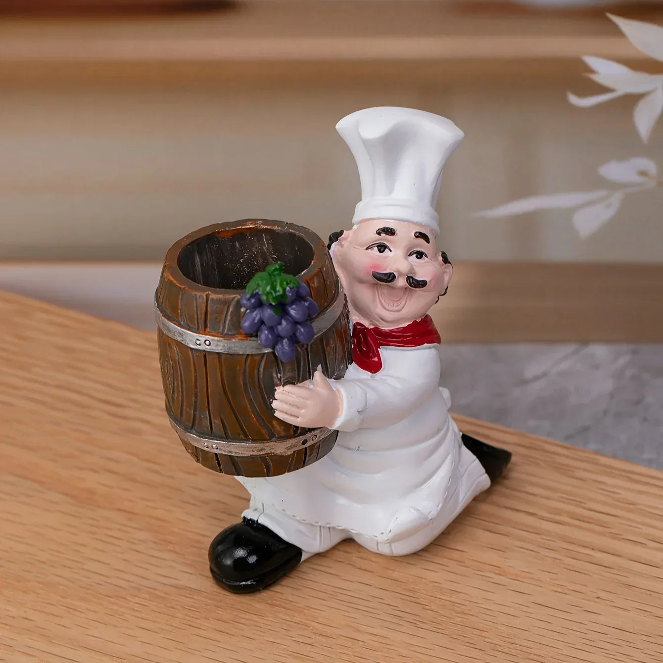 Chef Statue - Decorative Wooden Toothpick Holder