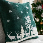 Chenille Christmas Pillowcase with Embroidered Santa Sled Design - House Of Avana