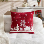 Chenille Christmas Pillowcase with Embroidered Santa Sled Design - House Of Avana [[SKU:HOA-BSH-400]]