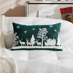 Chenille Christmas Pillowcase with Embroidered Santa Sled Design - House Of Avana