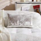Chenille Christmas Pillowcase with Embroidered Santa Sled Design - House Of Avana