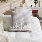 Chenille Christmas Pillowcase with Embroidered Santa Sled Design - House Of Avana