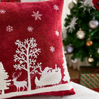 Chenille Christmas Pillowcase with Embroidered Santa Sled Design - House Of Avana [[SKU:HOA-BSH-400]]