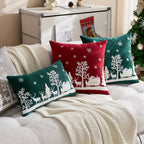 Chenille Christmas Pillowcase with Embroidered Santa Sled Design - House Of Avana
