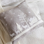 Chenille Christmas Pillowcase with Embroidered Santa Sled Design - House Of Avana
