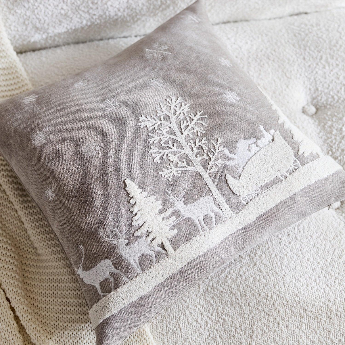 Chenille Christmas Pillowcase with Embroidered Santa Sled Design - House Of Avana [[SKU:HOA-BSH-400]]