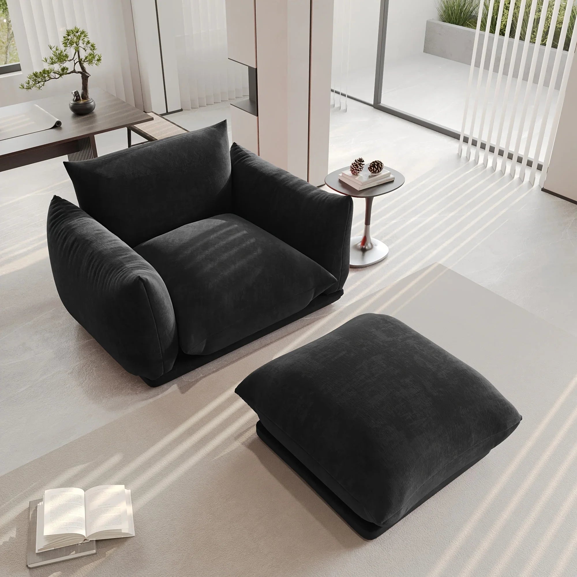 [Modern Chenille Sofa Chair] Modern Chenille Single Sofa Chair, 50.39" Deep Seat Accent Couch for Small Spaces - Living Room, Apartment, Office House Of Avana