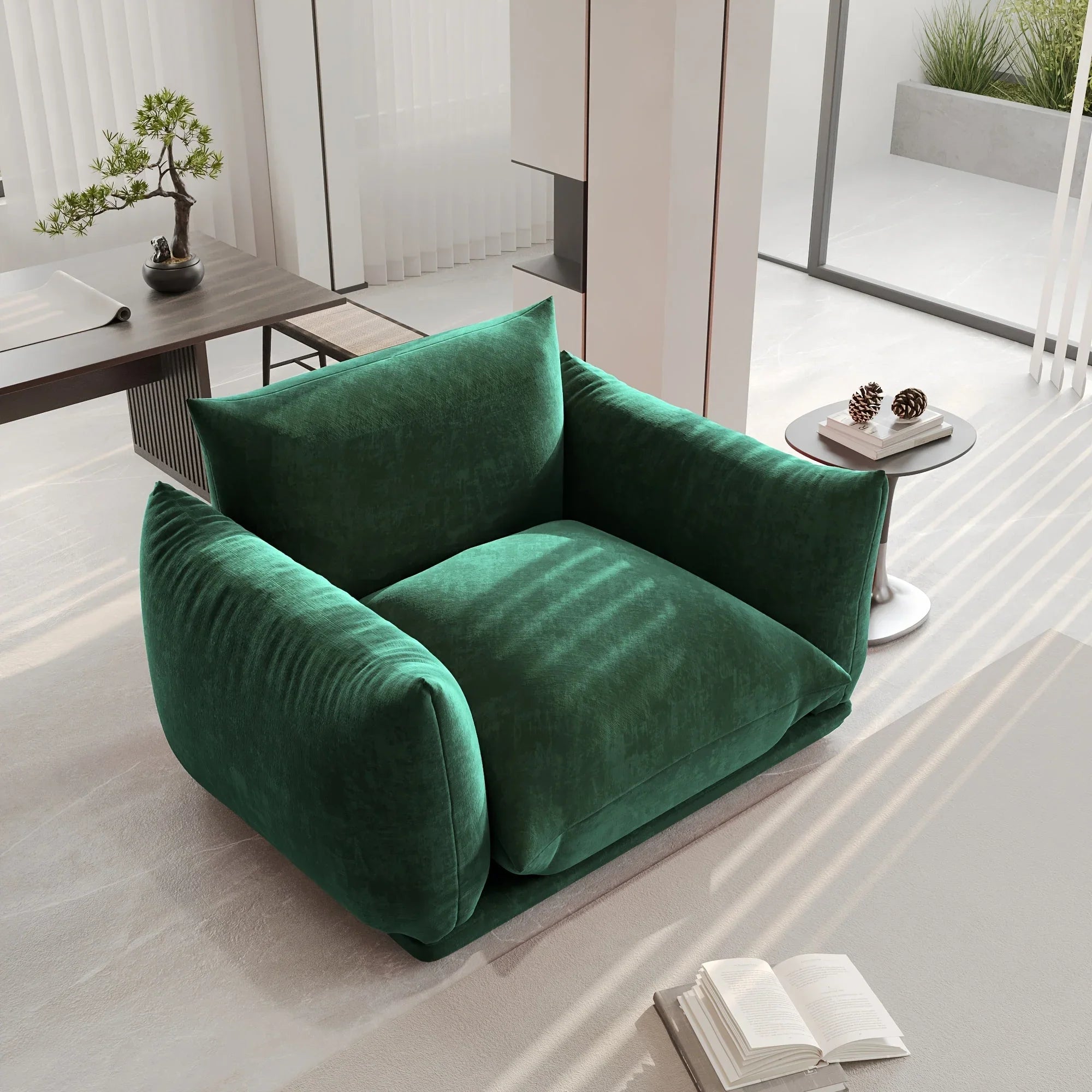 [Modern Chenille Sofa Chair] Modern Chenille Single Sofa Chair, 50.39" Deep Seat Accent Couch for Small Spaces - Living Room, Apartment, Office House Of Avana