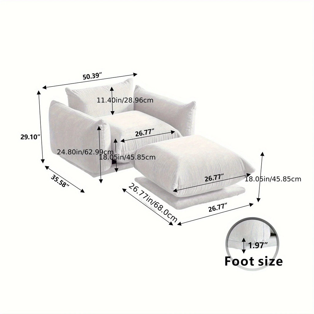 [Modern Chenille Sofa Chair] Modern Chenille Single Sofa Chair, 50.39" Deep Seat Accent Couch for Small Spaces - Living Room, Apartment, Office House Of Avana