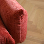 Beige chenille sofa chair in compact space, soft fabric upholstery - House of Avana