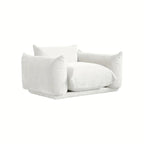 Beige chenille sofa chair in compact space, soft fabric upholstery - House of Avana