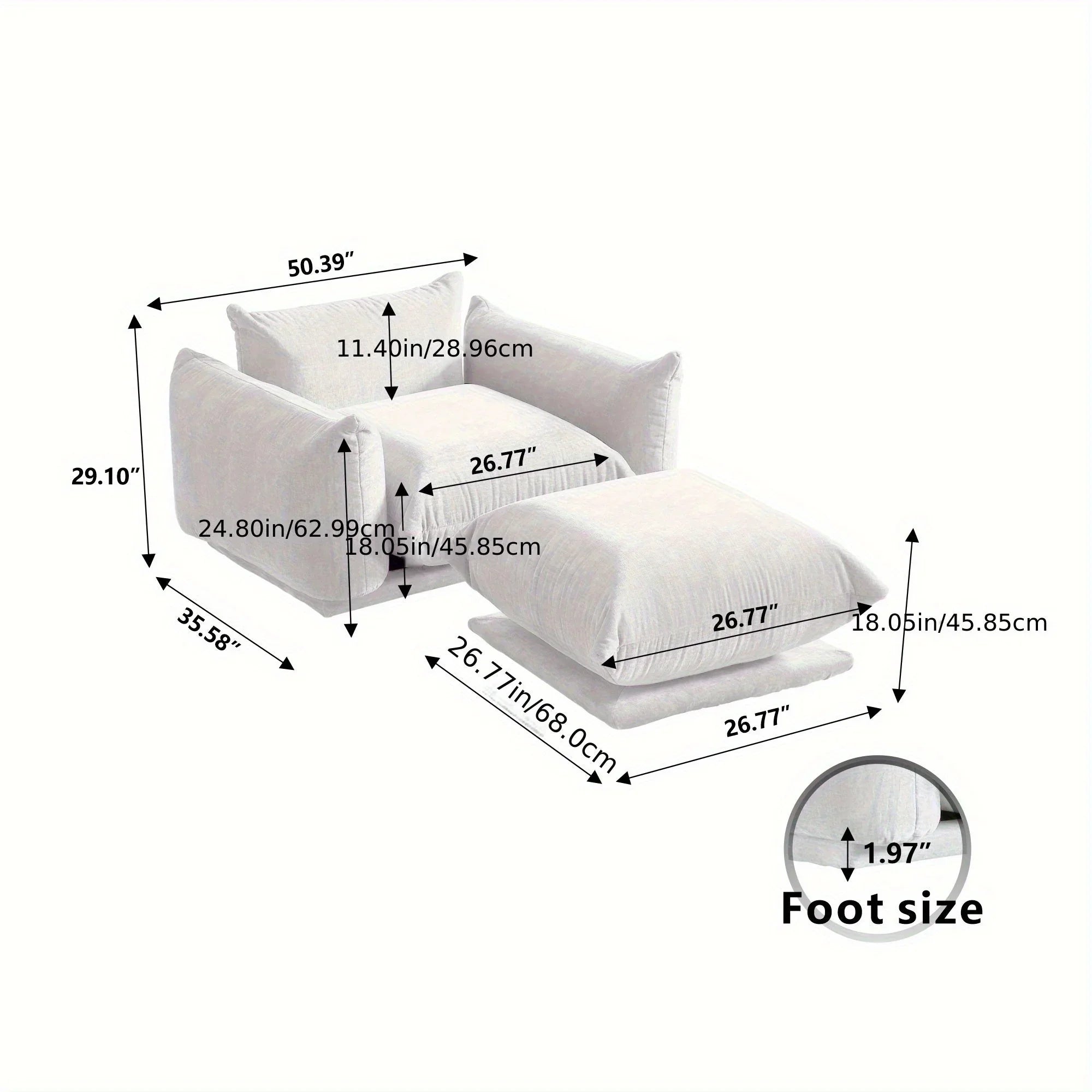 Beige chenille sofa chair in compact space, soft fabric upholstery - House of Avana