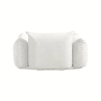 Beige chenille sofa chair in compact space, soft fabric upholstery - House of Avana