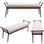 Modern Chenille Entryway Bench with Arms - Upholstered Ottoman Bench with Metal Legs, 3.2+ Cubic Feet Storage, 27" Height, Vintage Style Hardwood Frame & Soft Cushioned Seat for Bedroom, Living Room, Entryway - Elegant Footst House Of Avana