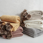 Chenille Throw with Pom Poms - 51"x63" Tea + Linen