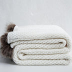 Chenille Throw with Pom Poms - 51"x63" Tea + Linen