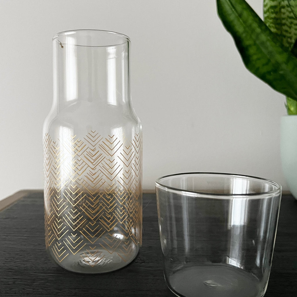 Chevron Bedside Carafe Tea + Linen