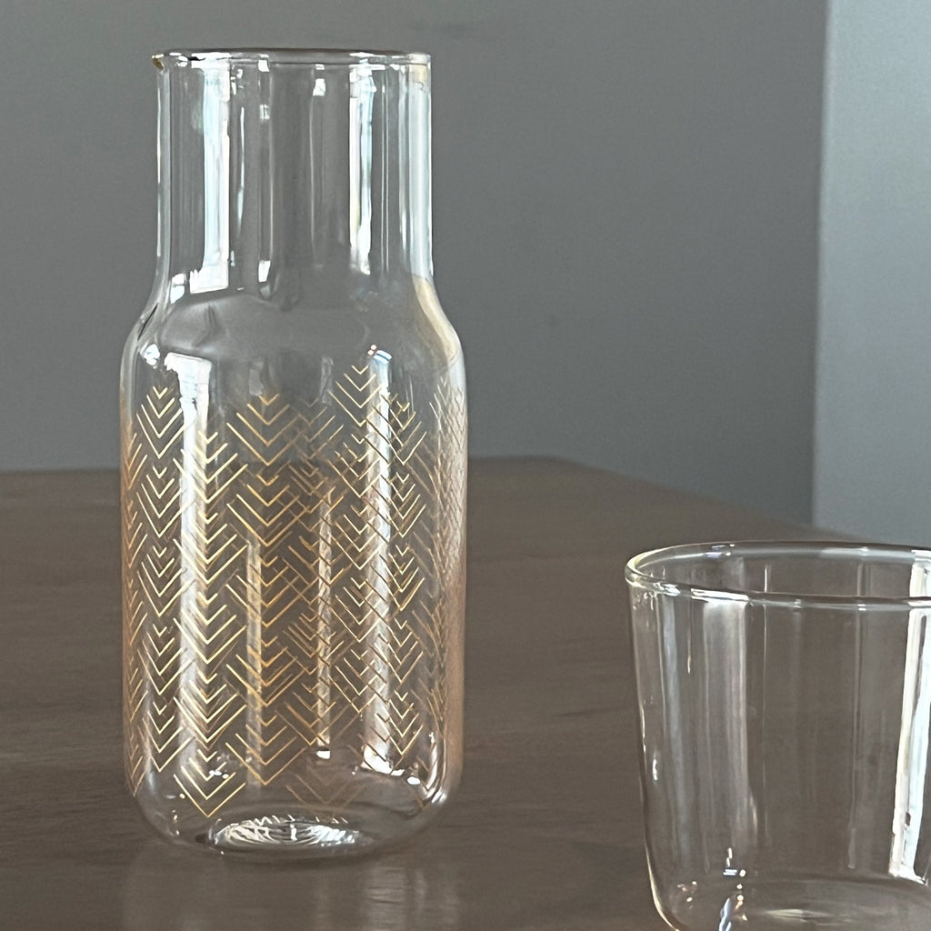 Chevron Bedside Carafe Tea + Linen