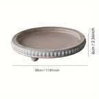 Chic 30.48cm White Wood Beaded Round Tray - Perfect for Living Room, Coffee Table & Farmhouse Decor |... - House Of Avana