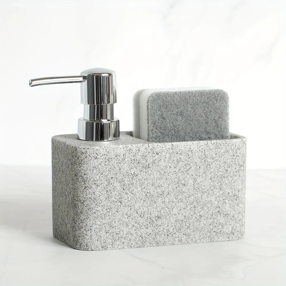 Chic Black & White Marble-inspired Soap Dispenser with Sponge Holder - Perfect for Bathroom Decor - House Of Avana