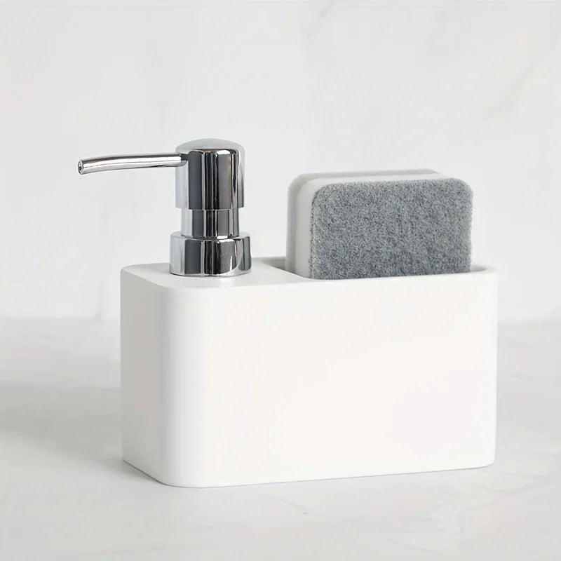 Chic Black & White Marble-inspired Soap Dispenser with Sponge Holder - Perfect for Bathroom Decor - House Of Avana