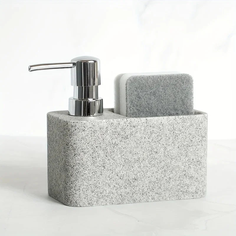 Chic Black & White Marble-inspired Soap Dispenser with Sponge Holder - Perfect for Bathroom Decor - House Of Avana