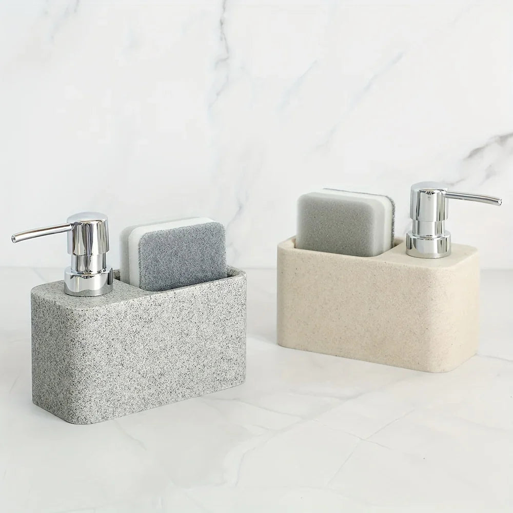 Chic Black & White Marble-inspired Soap Dispenser with Sponge Holder - Perfect for Bathroom Decor - House Of Avana