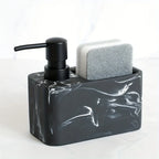 Chic Black & White Marble-inspired Soap Dispenser with Sponge Holder - Perfect for Bathroom Decor - House Of Avana