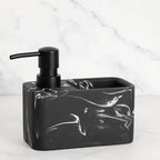 Chic Black & White Marble-inspired Soap Dispenser with Sponge Holder - Perfect for Bathroom Decor - House Of Avana