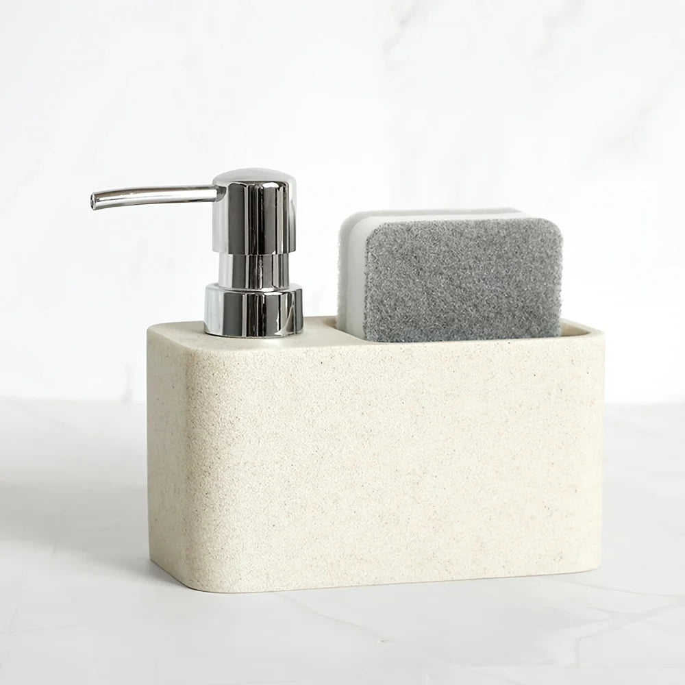 Chic Black & White Marble-inspired Soap Dispenser with Sponge Holder - Perfect for Bathroom Decor - House Of Avana