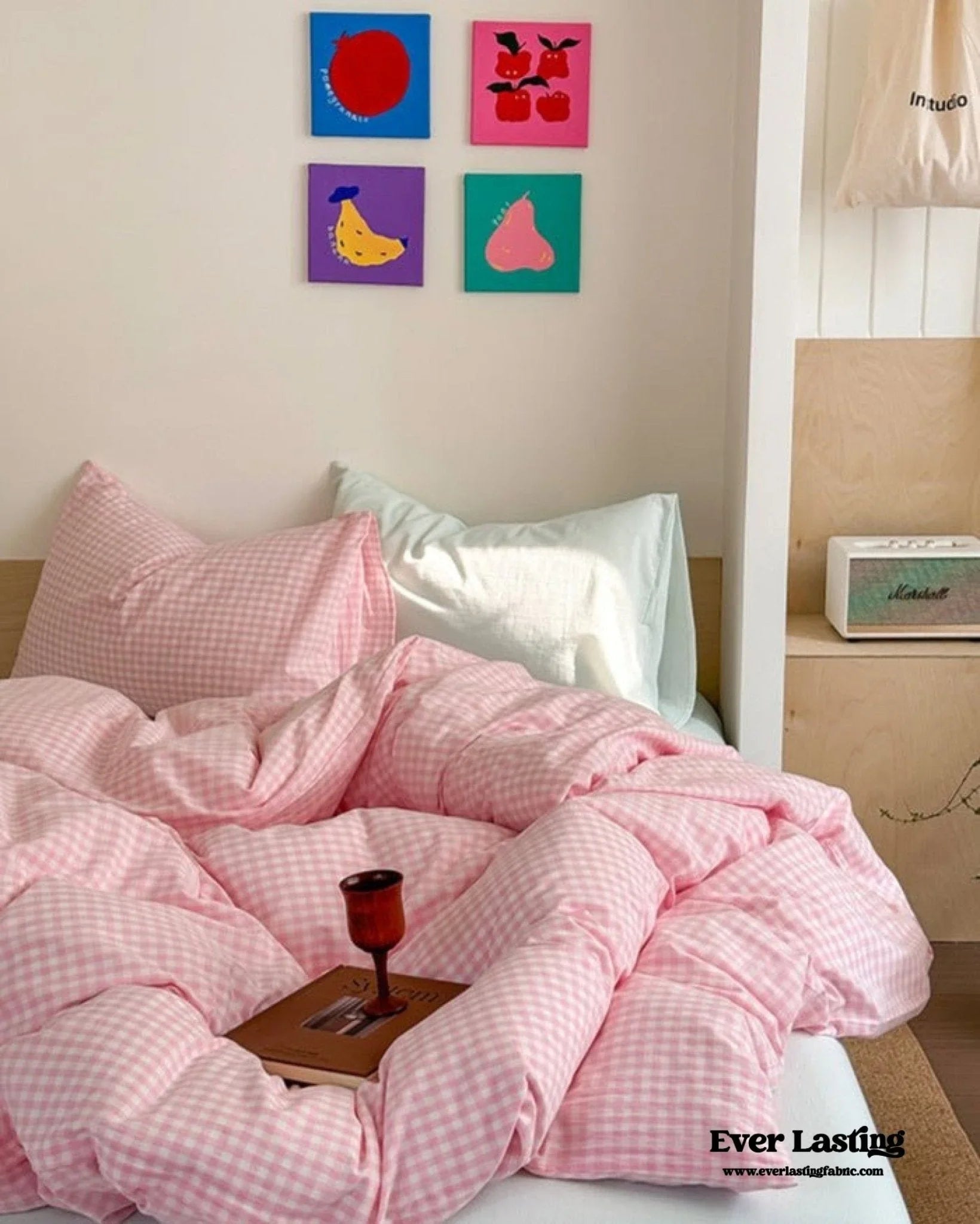 Chloe Pastel Candy Cotton Bedding Set / Purple Plaid Ever Lasting