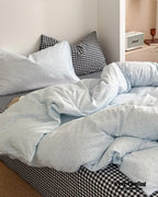 Chloe Pastel Candy Cotton Bedding Set / Purple Plaid Ever Lasting