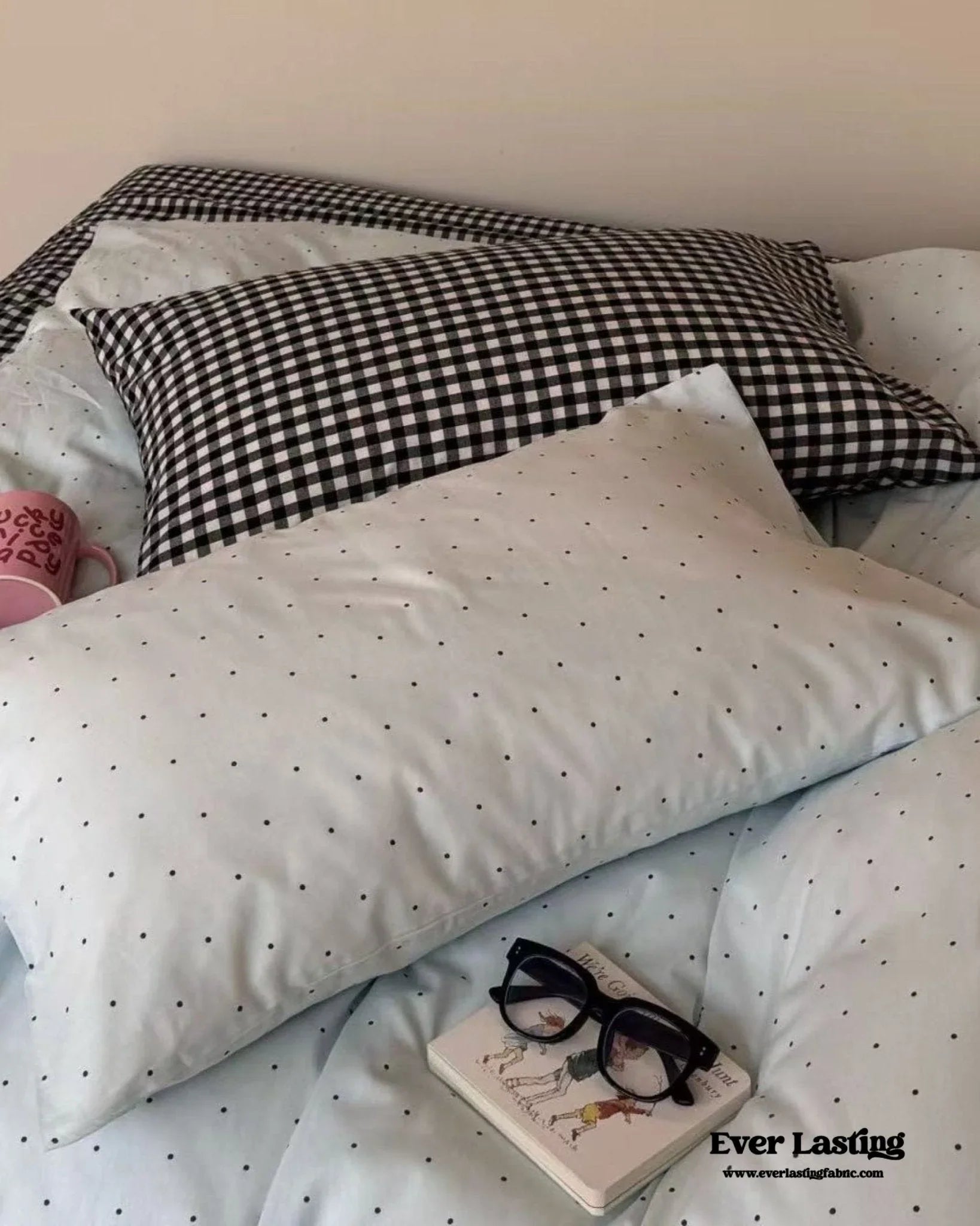 Chloe Pastel Candy Cotton Bedding Set / Purple Plaid Ever Lasting