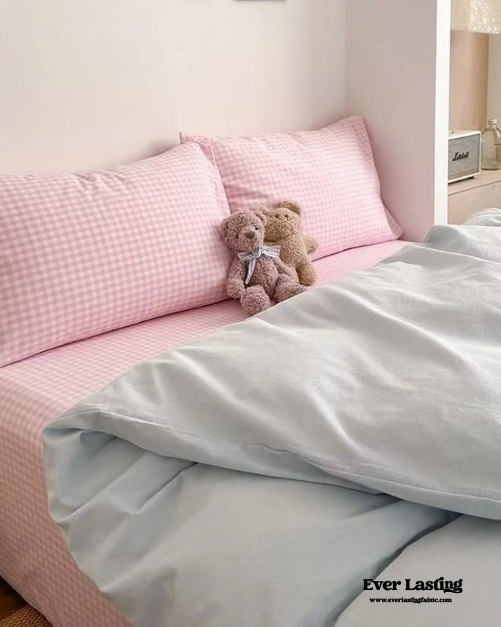 Chloe Pastel Candy Cotton Bedding Set / Purple Plaid Ever Lasting