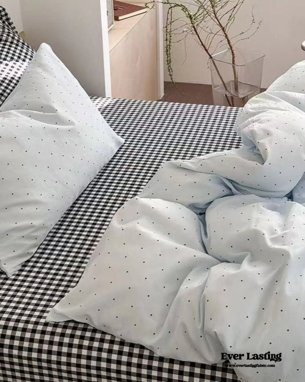 Chloe Pastel Candy Cotton Bedding Set / Purple Plaid Ever Lasting