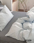 Chloe Pastel Candy Cotton Bedding Set / Purple Plaid Ever Lasting