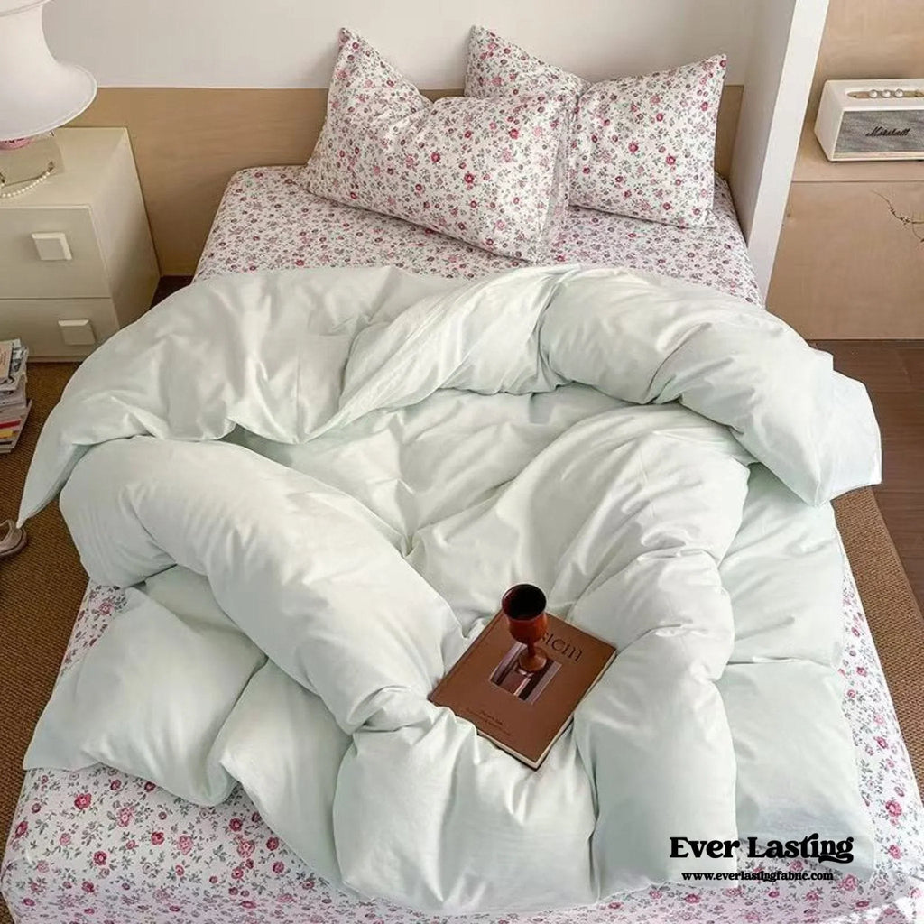 Chloe Pastel Candy Cotton Bedding Set / Purple Plaid Ever Lasting